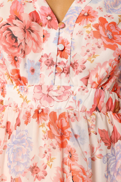 Hattie Long Sleeve Mini Dress Pink Floral