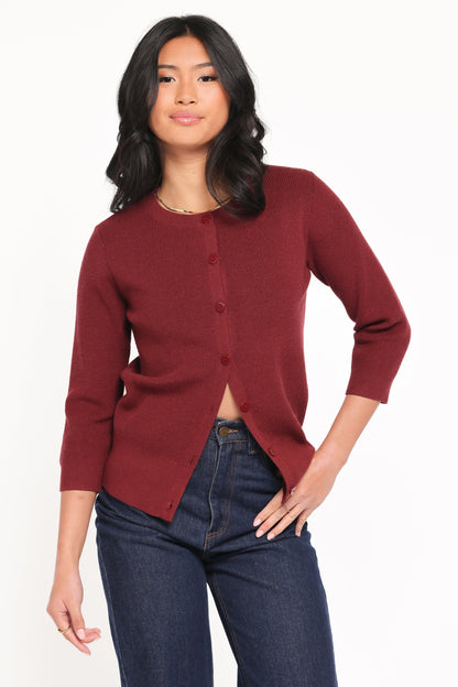 Cataline Button Front Top Wine