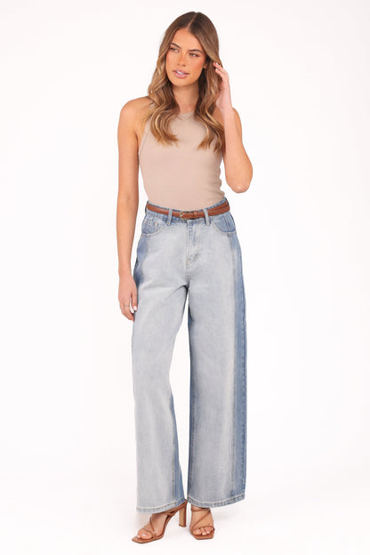 Yuri Wide Leg Jeans Two Tone Blue