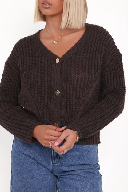 Henderson Thick Knit Cardigan Brown