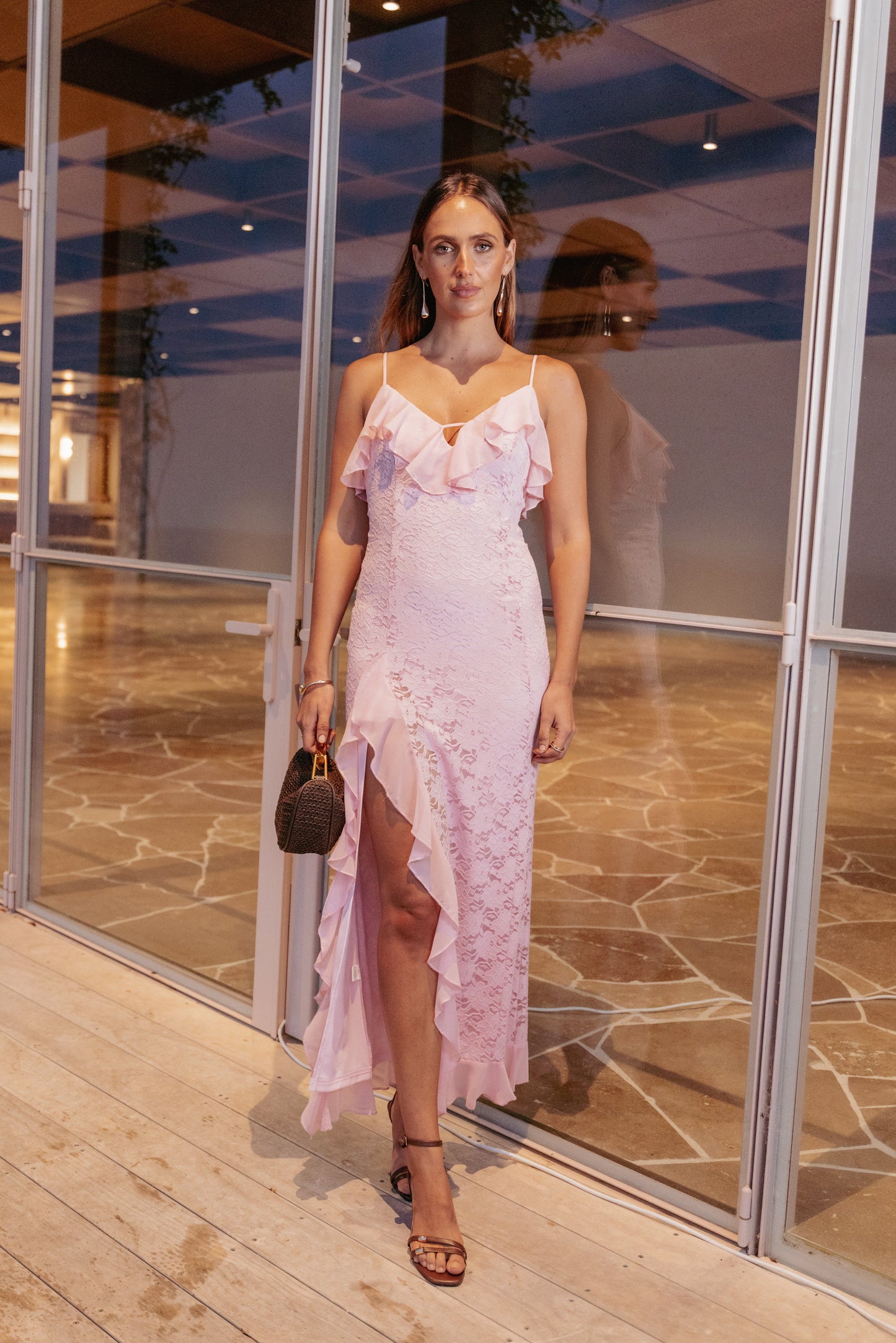 Jamielee Lace Maxi Dress Pink
