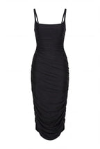 Black Draped Midi Dress