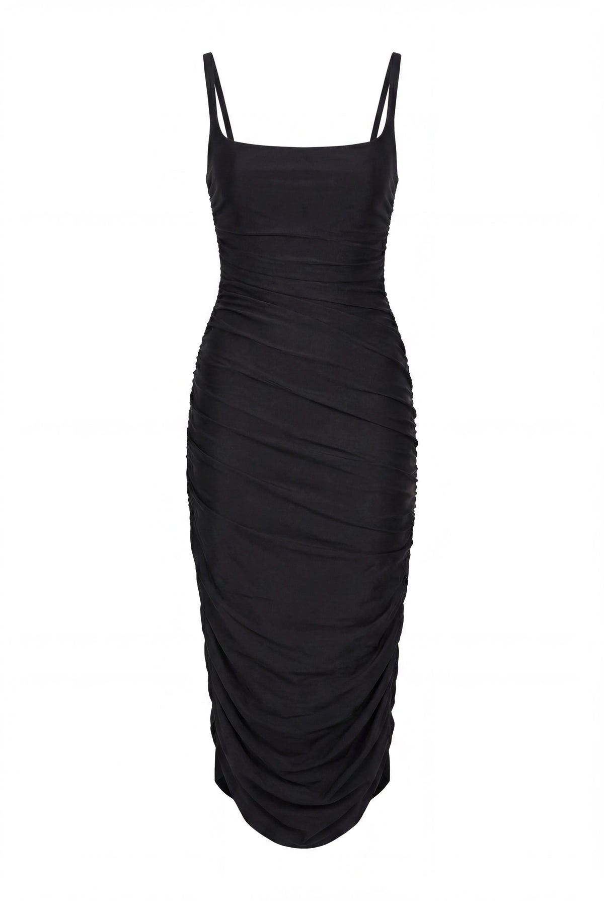 Black Draped Midi Dress