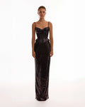 Dramatic fitted sequined black maxi skirt Midnight Walk