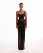 Dramatic fitted sequined black maxi skirt Midnight Walk