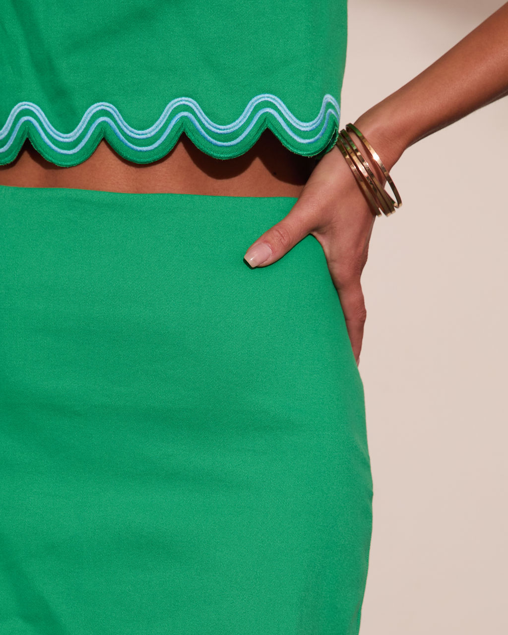 Island Pop Scallop Trim Mini Skirt