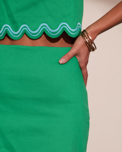 Island Pop Scallop Trim Mini Skirt