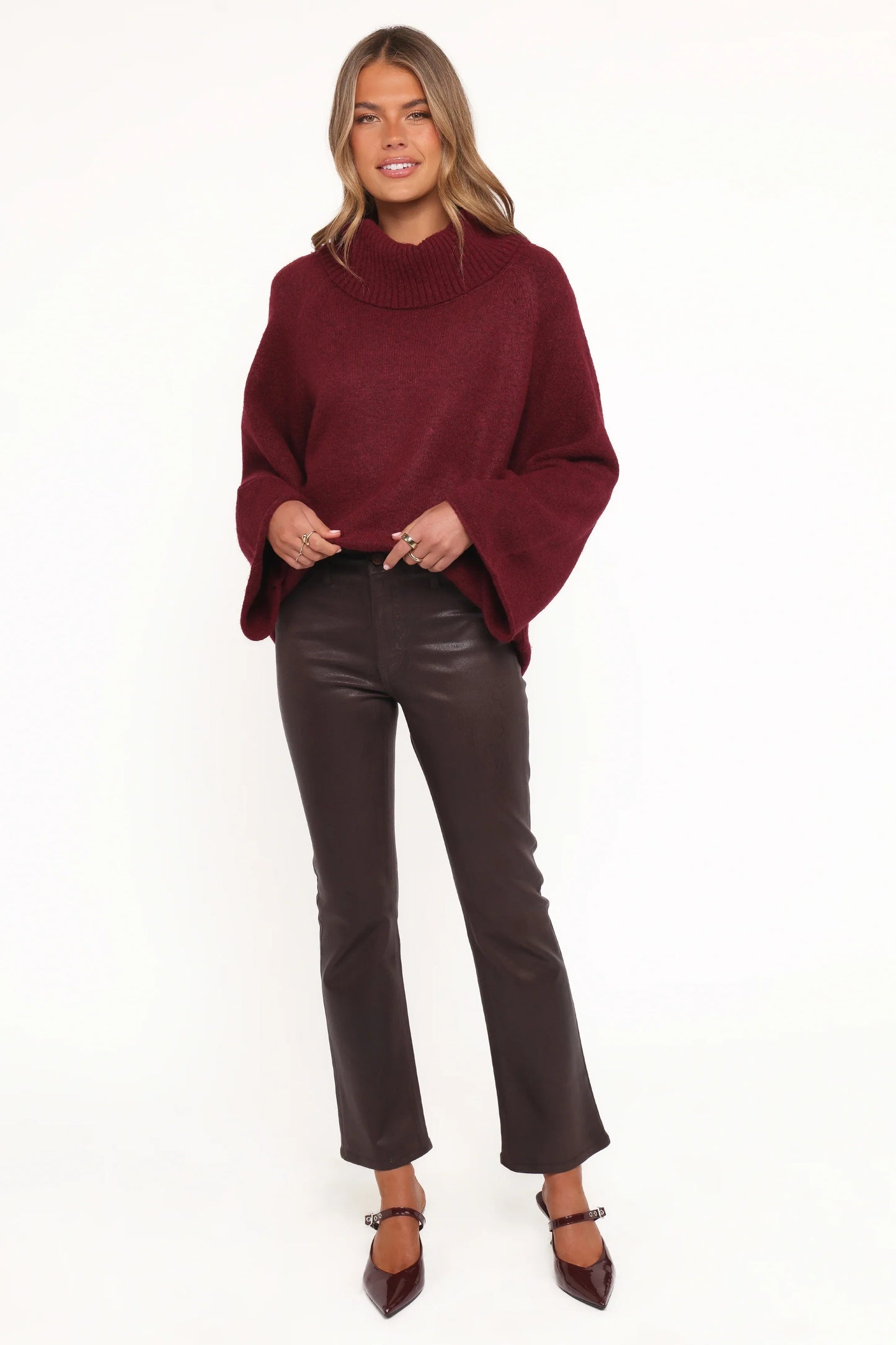 Bindy Cowlneck Knit Sweater Wine