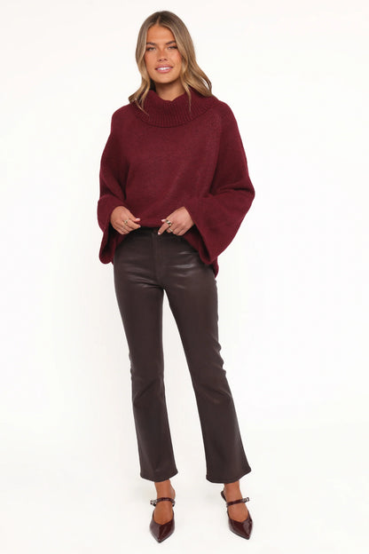 Bindy Cowlneck Knit Sweater Wine
