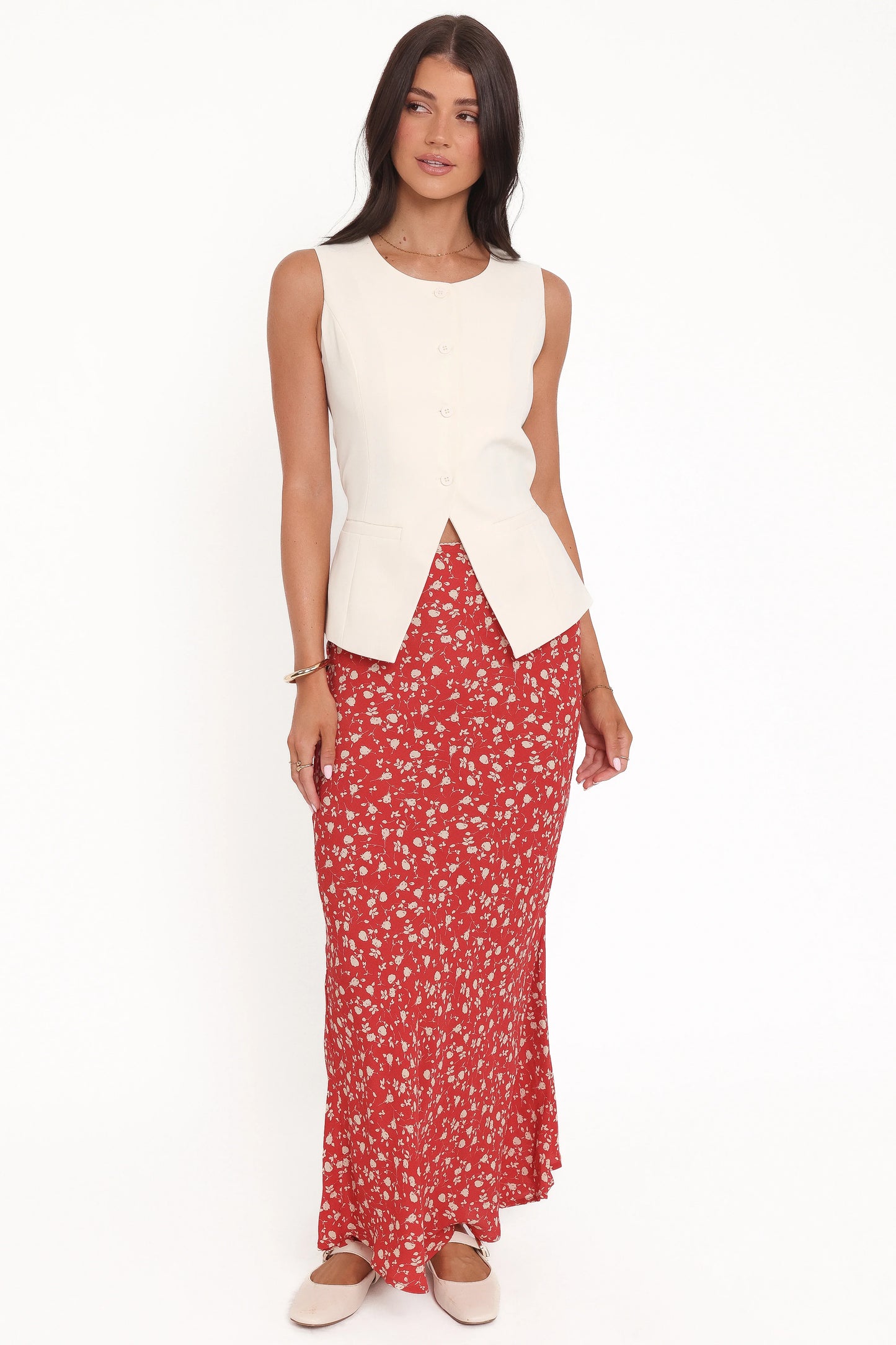 Zoella Maxi Skirt Red Floral