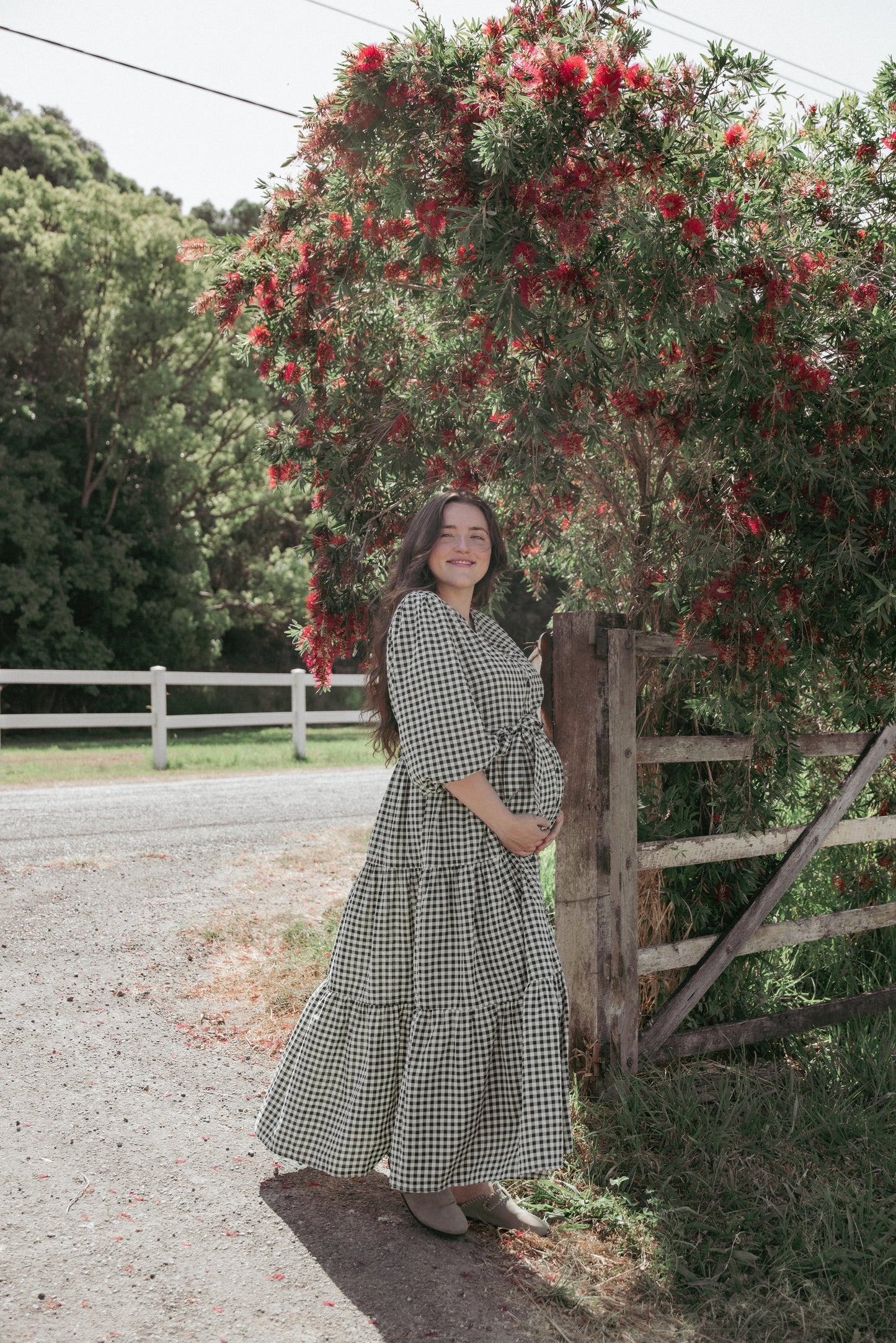 Dixon Maxi Dress Black Cream Gingham