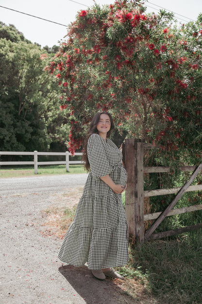 Dixon Maxi Dress Black Cream Gingham