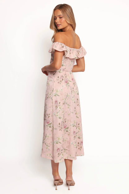 Lauryn Off The Shoulder Midi Dress Blush Rose