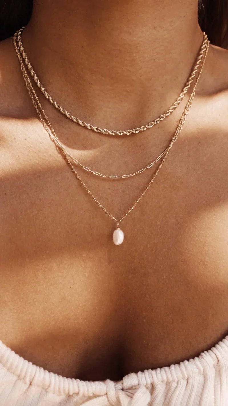 Wenda 14K Gold Necklace Gold Pearl
