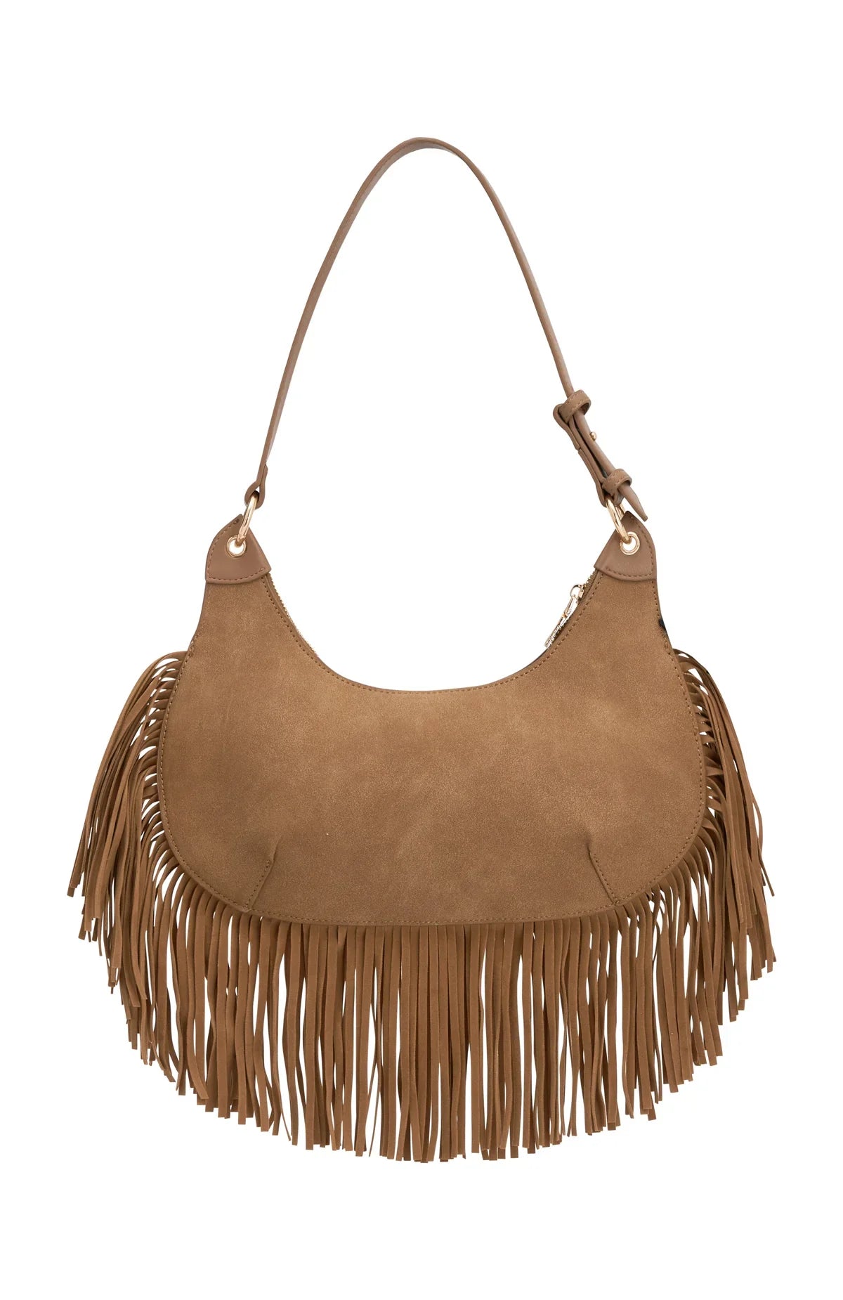 Wells Shoulder Bag Taupe Faux Suede