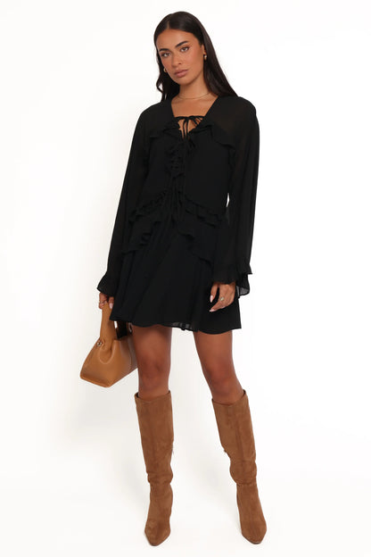 Magnolia Long Sleeve Mini Dress Black
