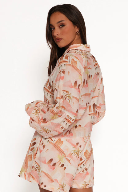 Cowper Romper Tan Print