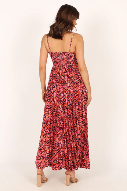Achanti Pleated Maxi Dress Pink Multi