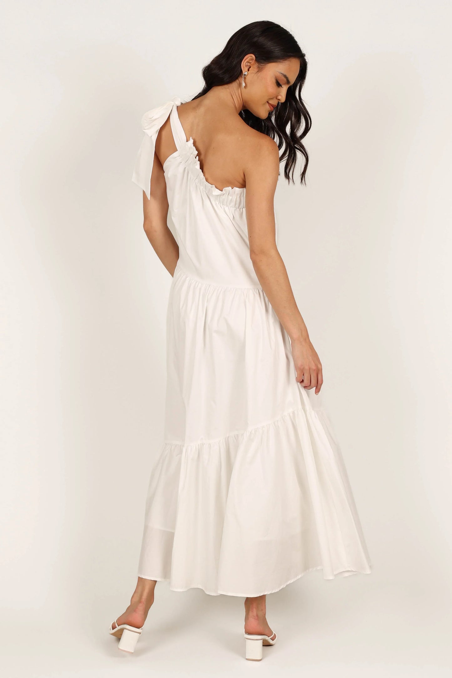 Ava One Shoulder Maxi Dress White