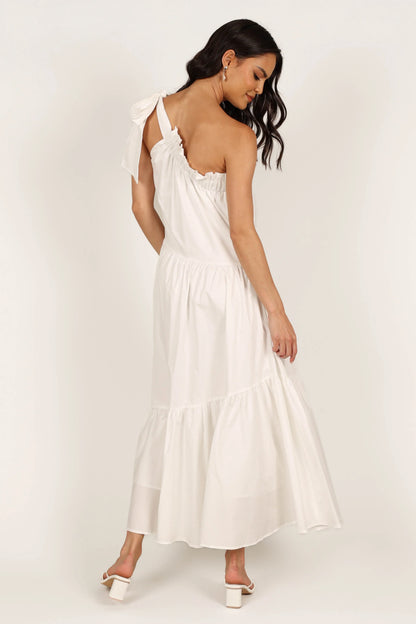 Ava One Shoulder Maxi Dress White