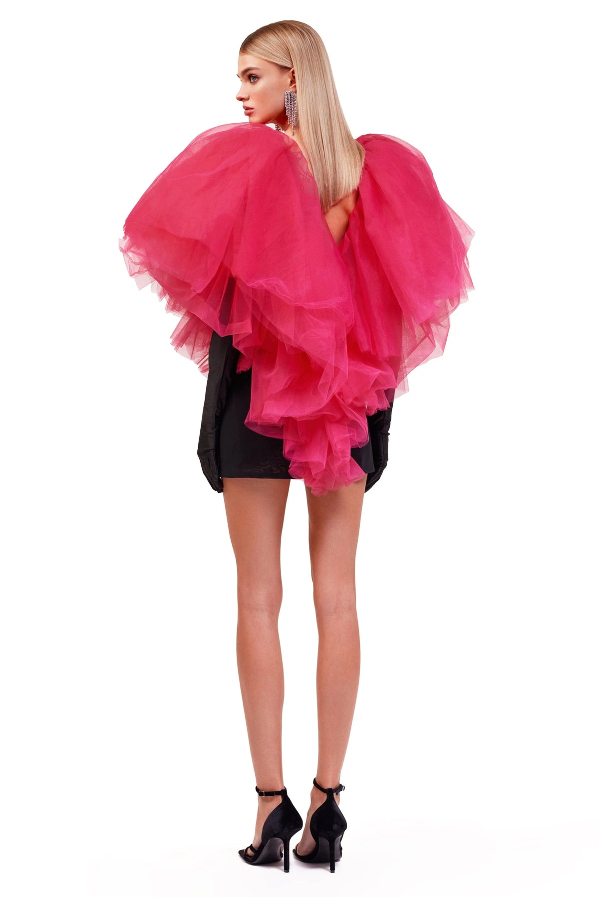 Volumetric heart shaped mini dress