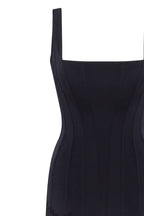 Sultry black corset mini dress with lace hem Parisienne