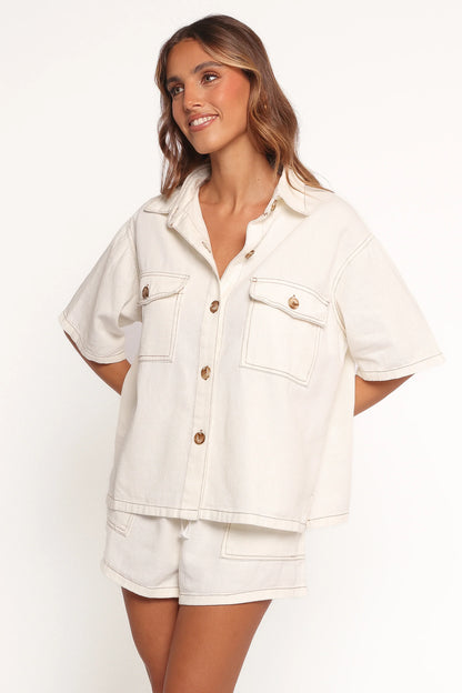 Noor Denim Short Set White