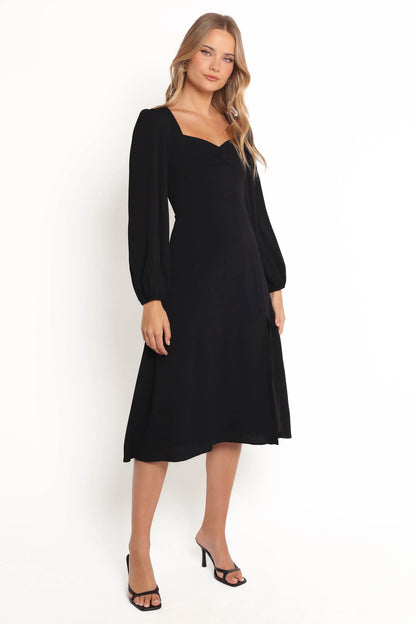 Franklin Long Sleeve Midi Dress Black