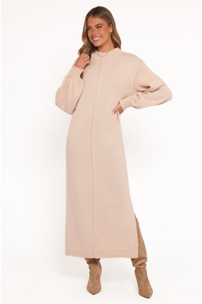 Odile Knit Midi Dress Tan