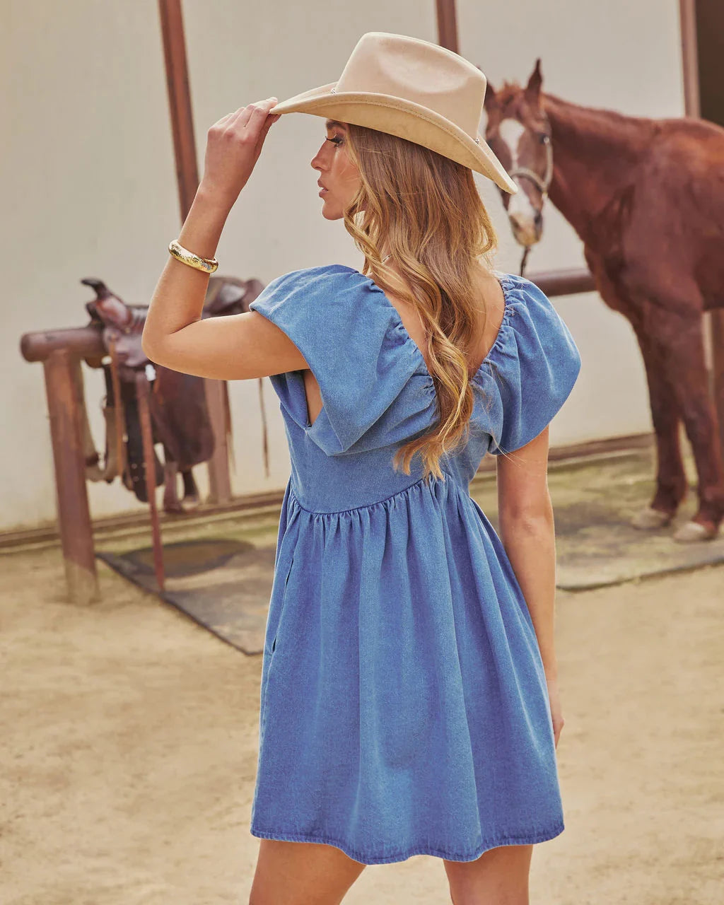 Prairie Dawn Denim Mini Dress