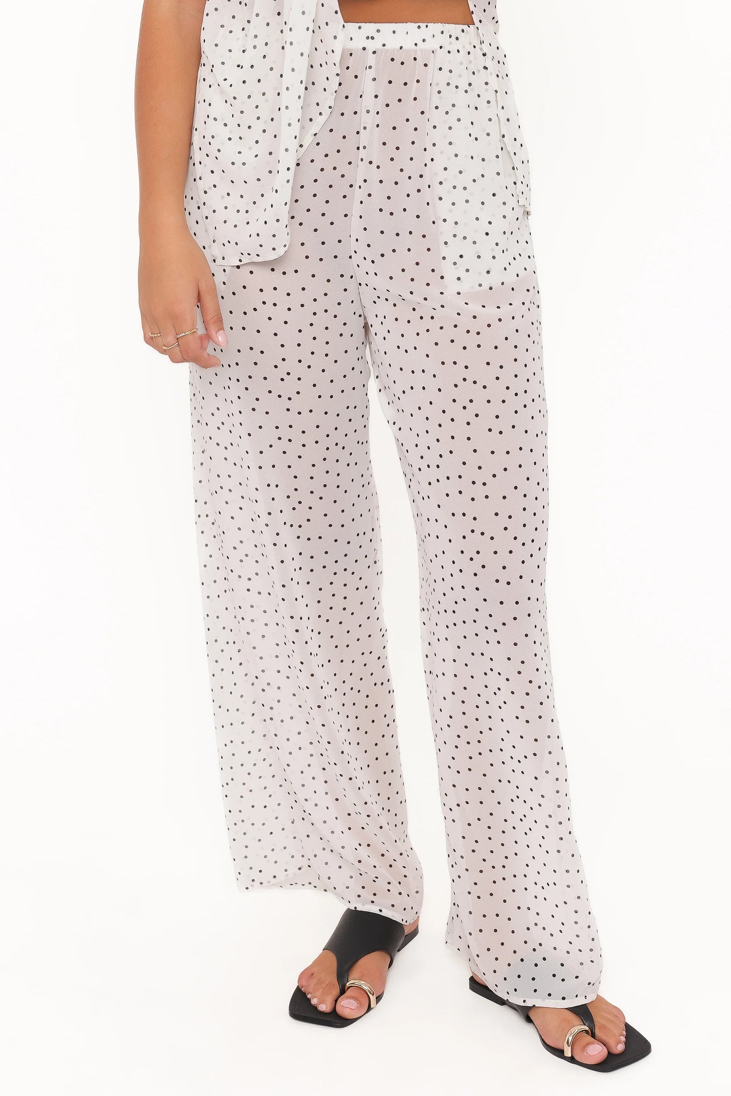 Hazel Pant Set Cream Polka Dot
