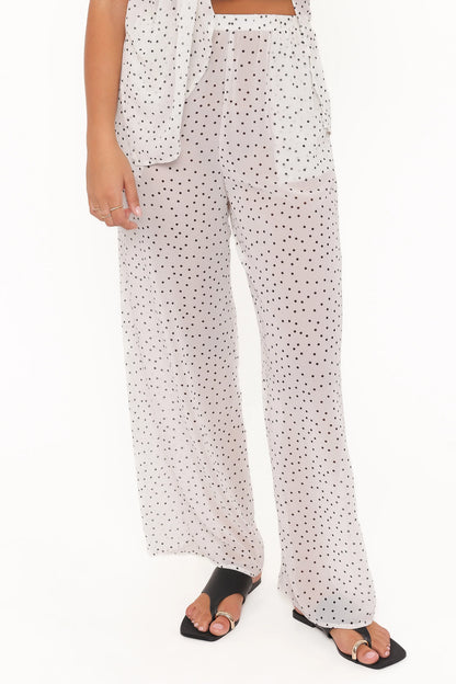 Hazel Pant Set Cream Polka Dot