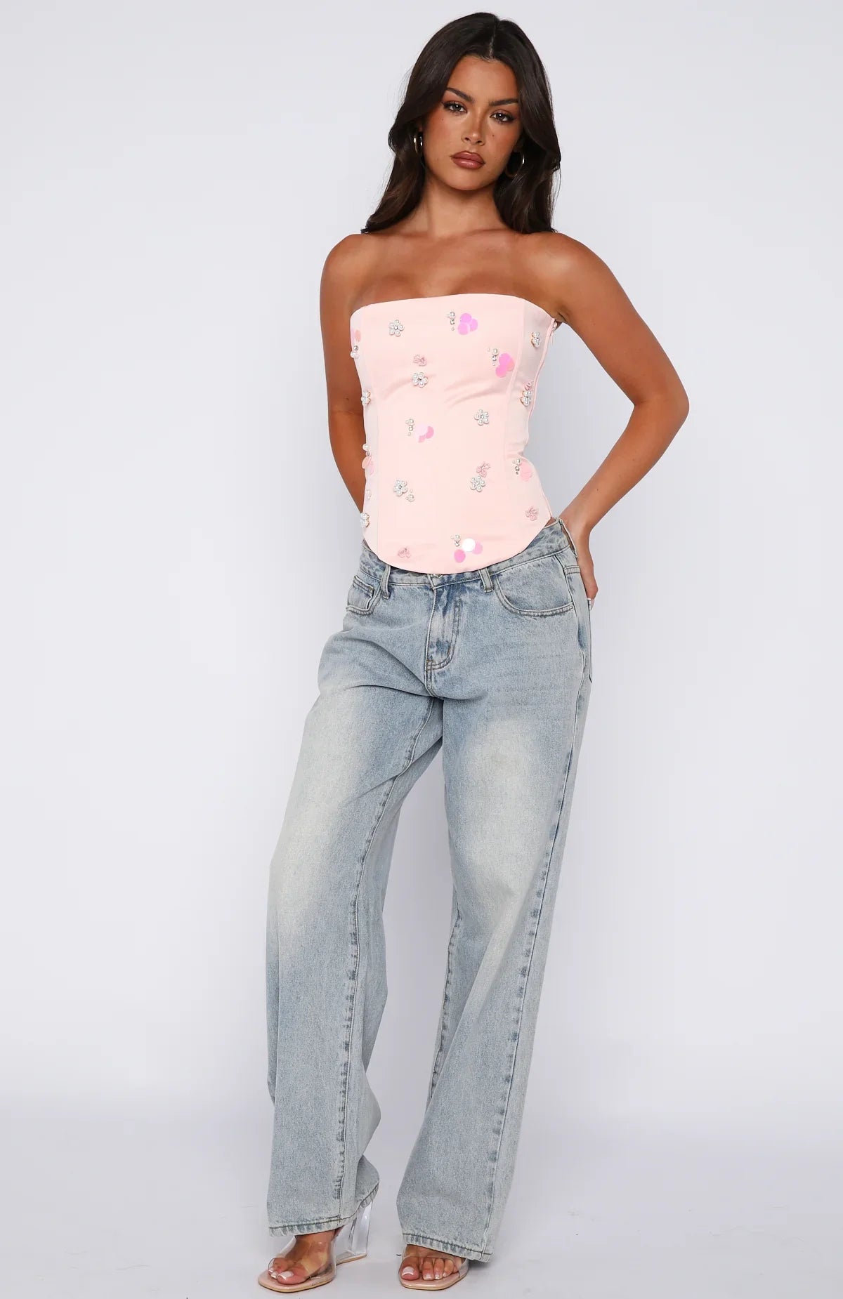 Summer Love Strapless Bustier Baby Pink