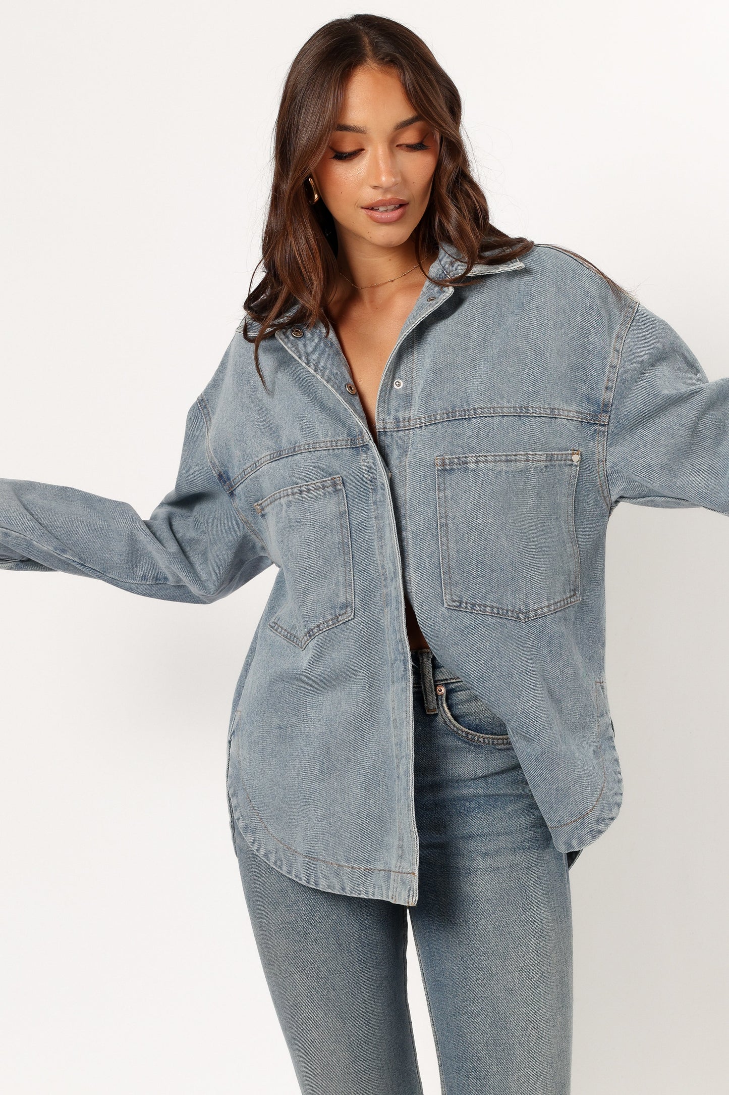 Cassie Oversized Denim Shacket Blue