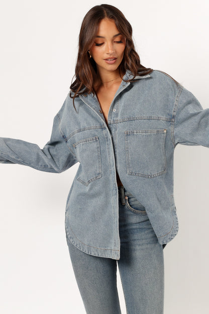 Cassie Oversized Denim Shacket Blue
