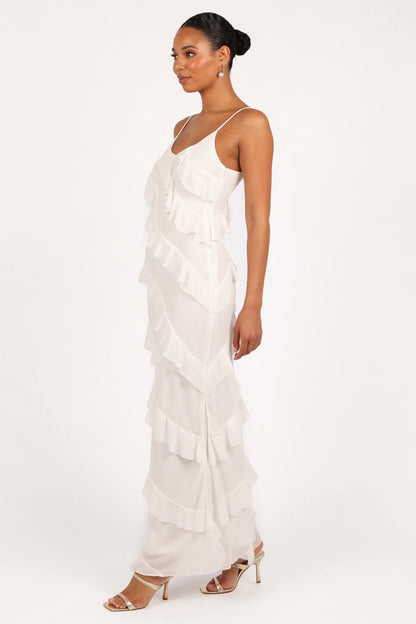 Ciao Ruffles Maxi Dress Cloud White
