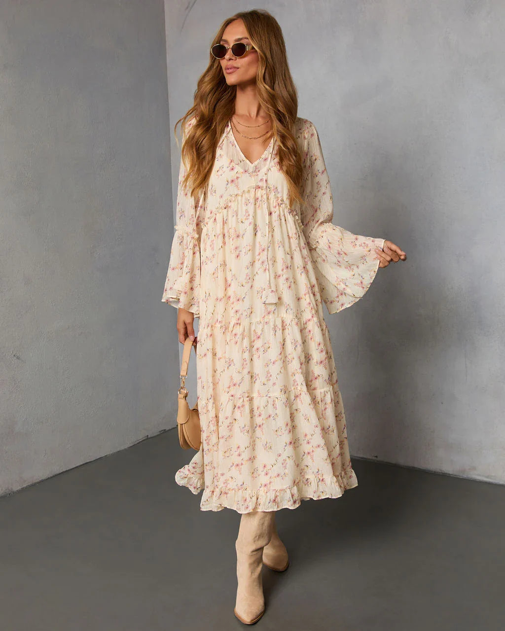 Amber Drift Printed Maxi Dress