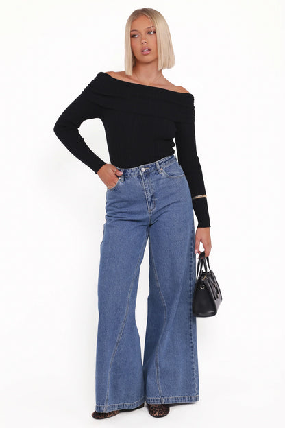 Junia Tie Back Knit Top Black