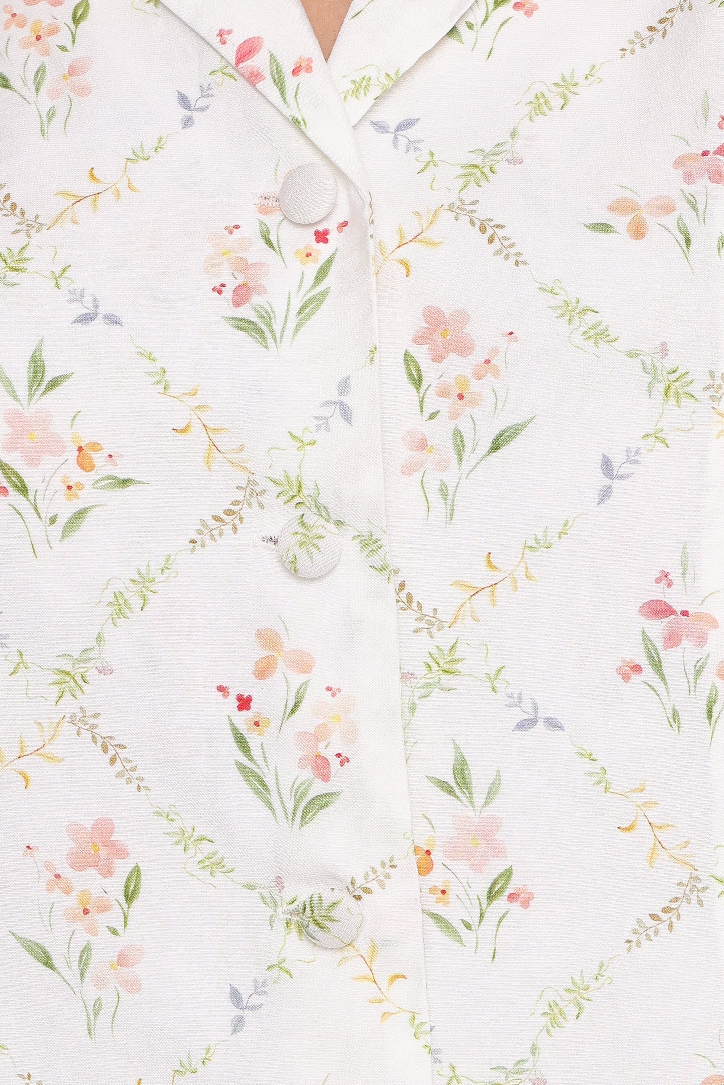 Steele Button Front Top White Vintage Floral