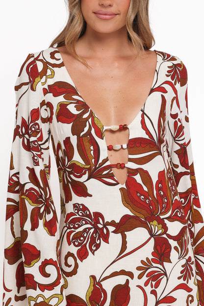 Inala Maxi Dress Brown Floral