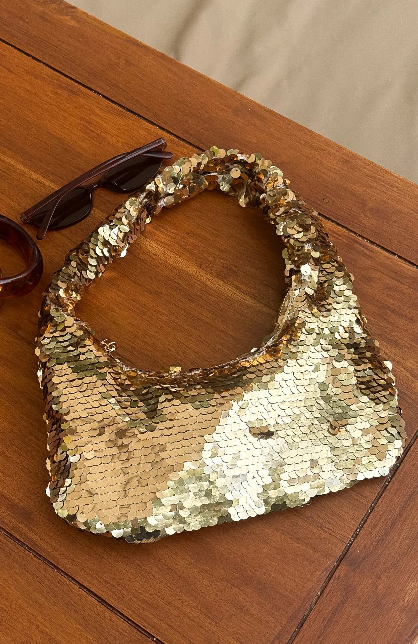 Kole Sequin Shoulder Bag Gold