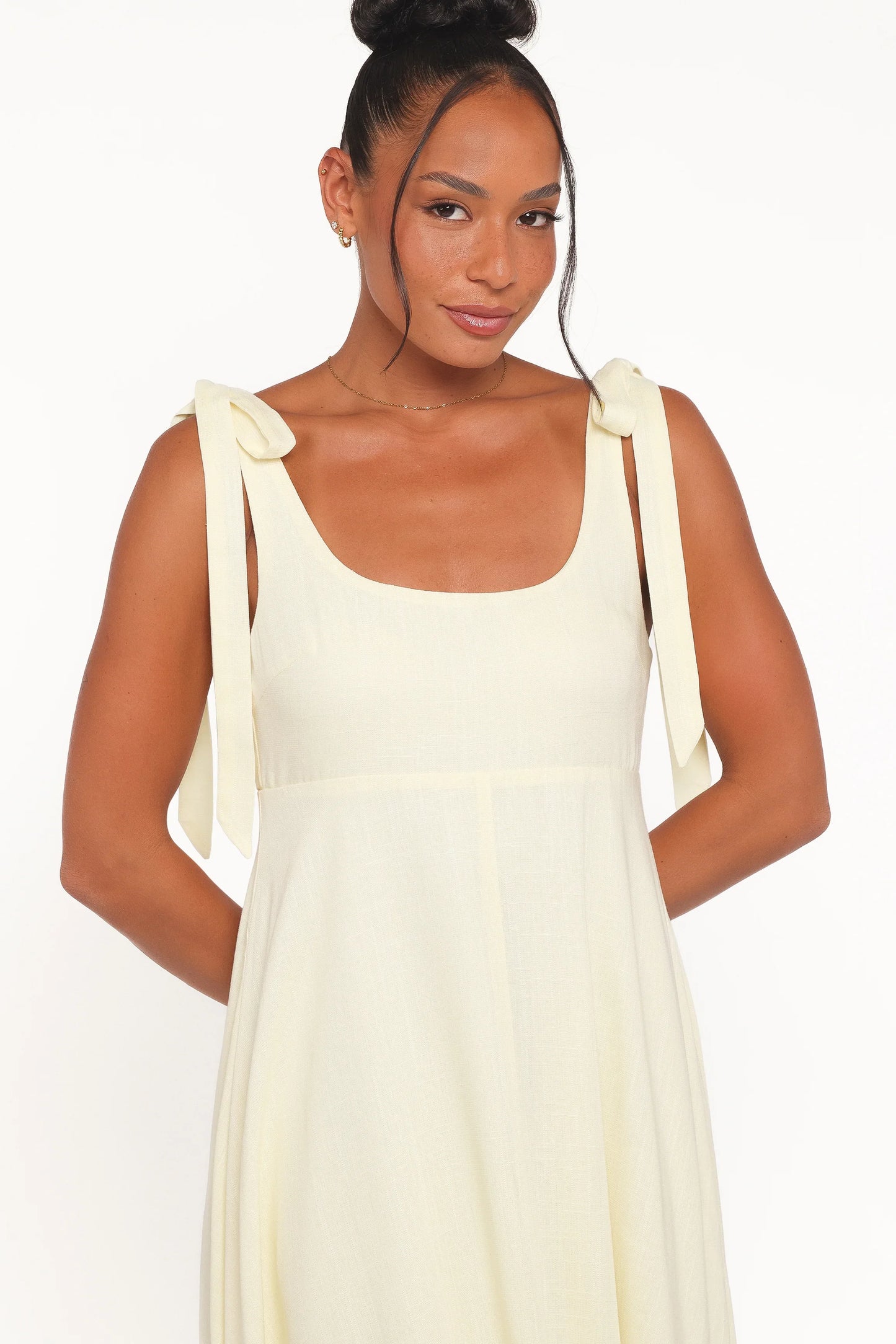 Valara Tie Shoulder Maxi Dress Butter Yellow