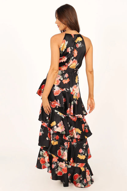 Sarona Halterneck Maxi Dress Black Floral