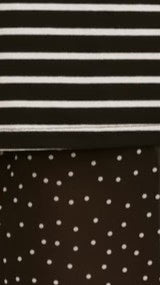 Elisha T Shirt and Sheer Maxi Skirt Set White Black Stripe and Polka Dot