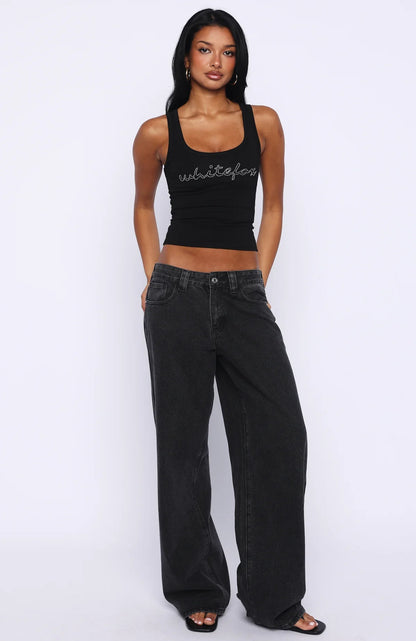 Radiant Beauty Studded Tank Top Black
