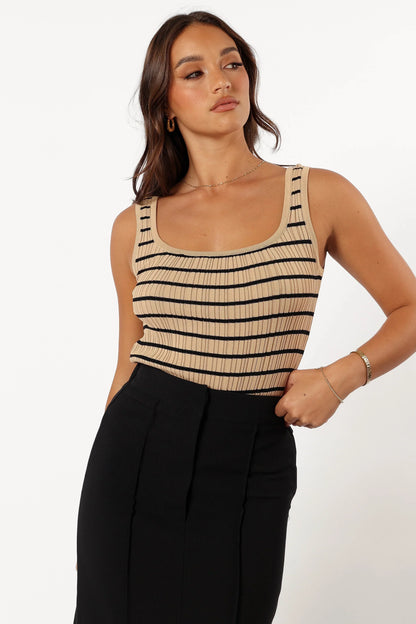 Milla Knit Top Beige Black