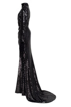 Long sleeve black sequin dress