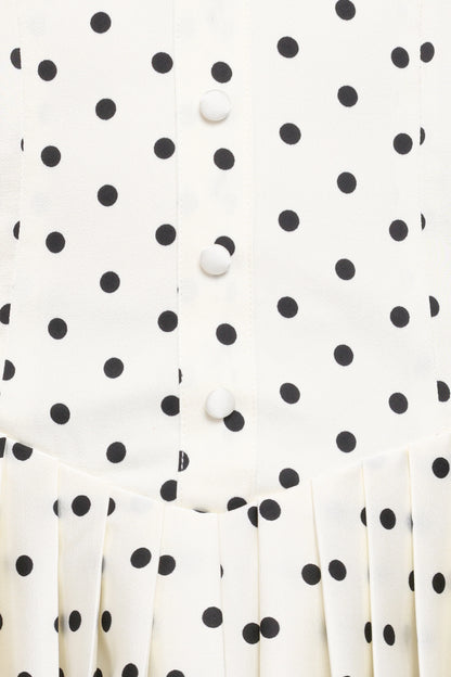 Marlie Off Shoulder Mini Dress Cream Polka Dot