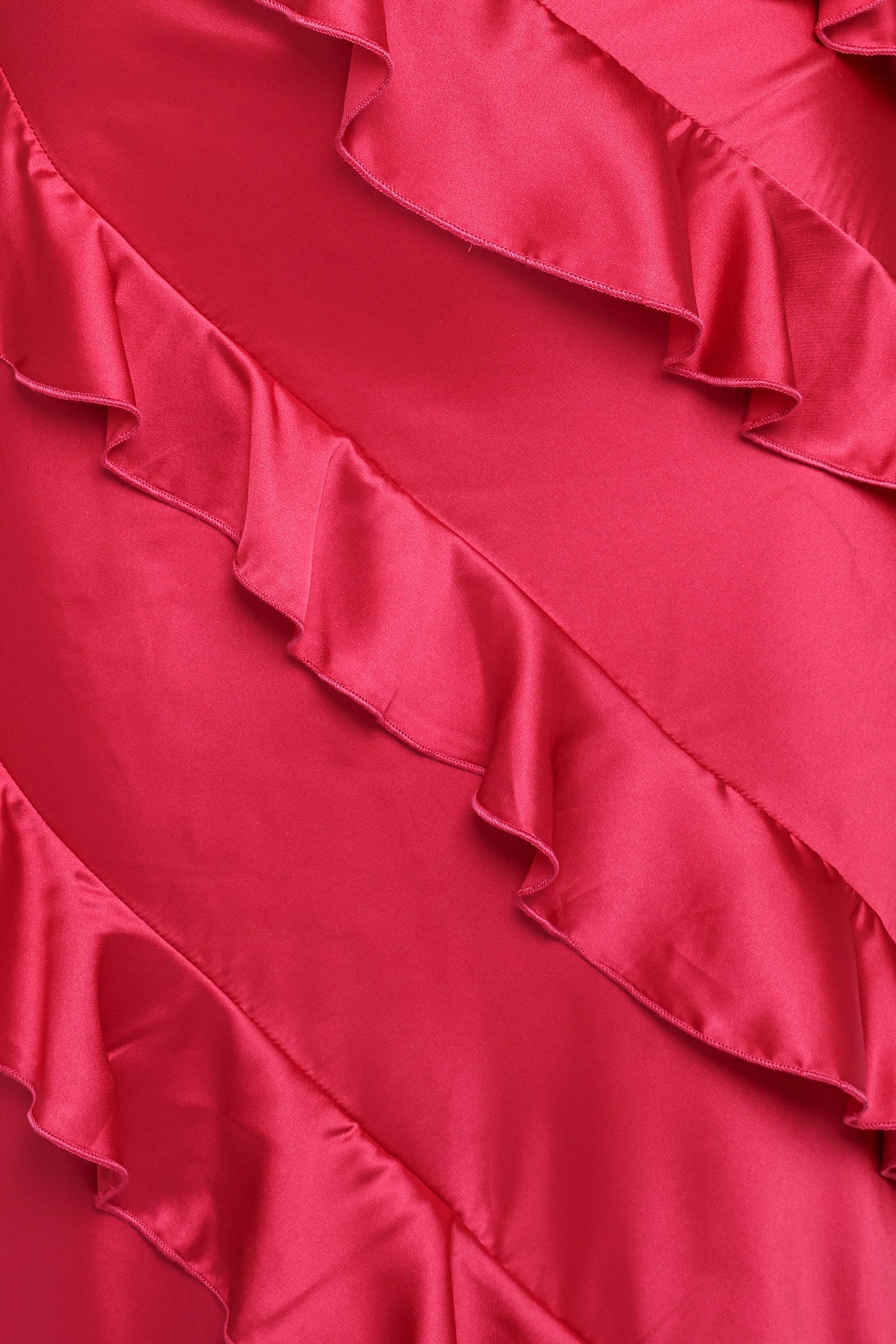Ciao Ruffles Maxi Satin Dress Fuchsia