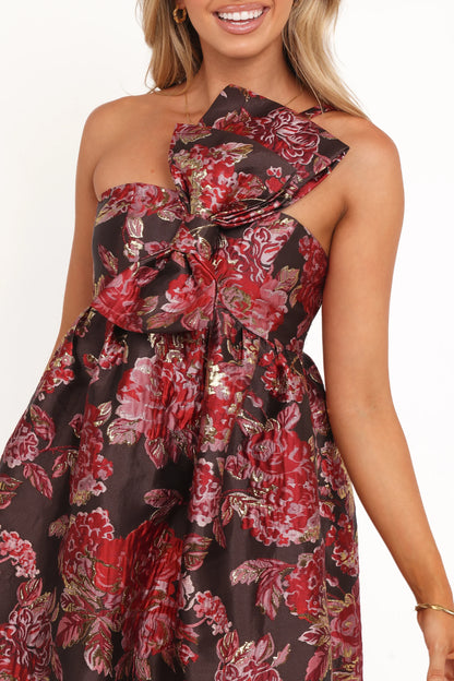 Betina Bow Front Maxi Dress Brown Floral